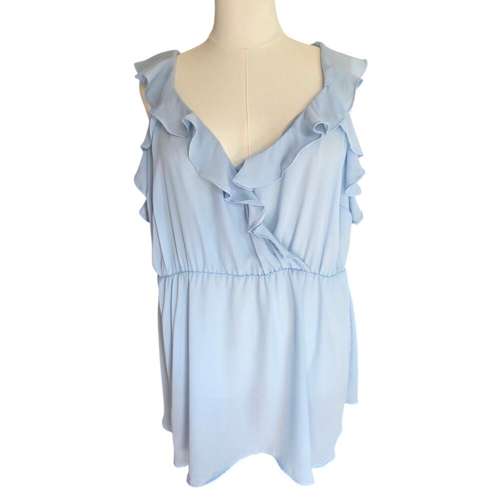 NWT Torrid Size 2 Light Blue Peplum Georgette Ruffle Tank Size 2 Plus Size